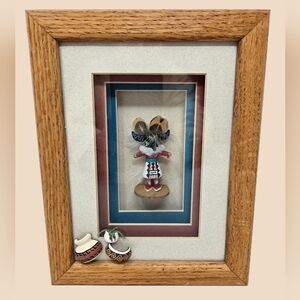 Kachina Doll Board Face By H. Largo Artist Signed In Photo Frame Shadow Oak Box